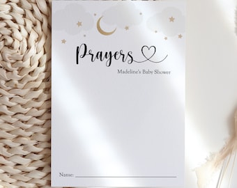 Twinkle Little Star Prayers for baby template, Gender Neutral, Over the Moon Baby Shower prayer card, INSTANT DOWNLOAD #AP3g