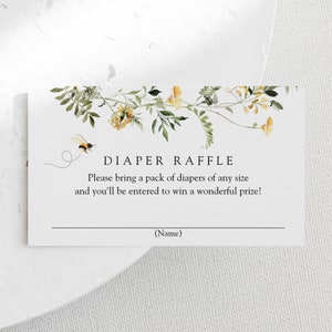 Baby Shower Windel Verlosung Einschluss Karte, Windel Los, zarte gelbe Wildblume, druckbare Vorlage, SOFORTIGER DOWNLOAD