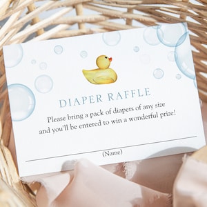 Gummiente Baby-Dusche-Windel-Verlosung Insert Card Template, Gender Neutral, Templett druckbare, bearbeiten & drucken heute, Instant Download