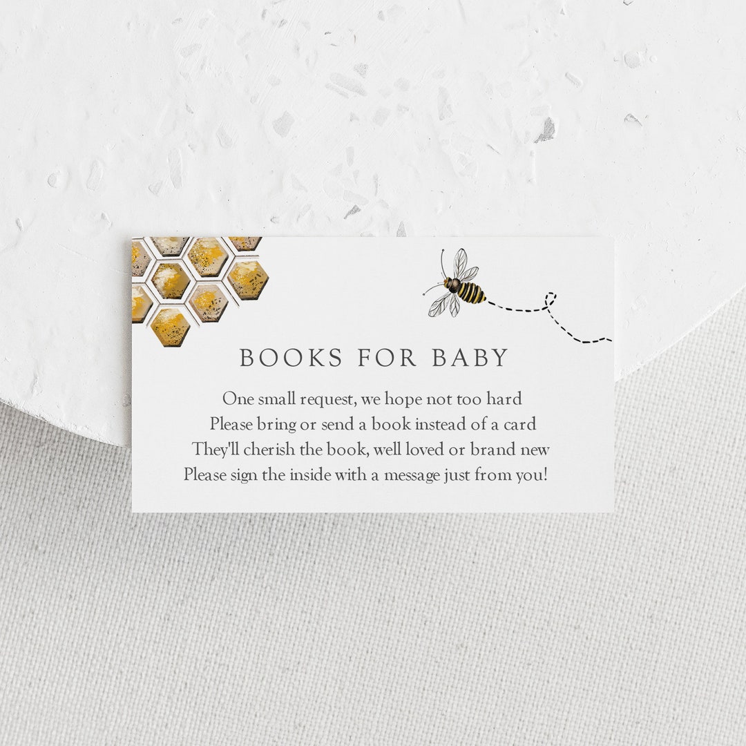 Honey Bee Books for Baby Insert Card (digital Download) - Etsy