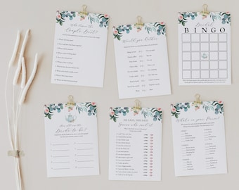 Bridal Shower Game Game Bundle, Time for Tea with the Bride to Be, 6 Editable Templates, Customize Name & Questions, INSTANT DOWNLOAD #AP19