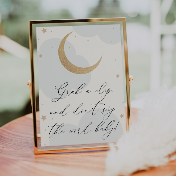Pak Een Clip En Zeg Niet Baby Game Sign, Over The Moon, Gold Moon.