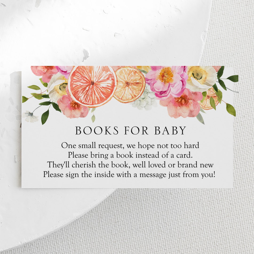 Citrus Floral Baby Shower Book Request Insert | Printable Editable ...