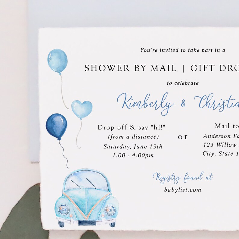 Boy Baby Shower by Mail Invitation Drive By Gift Drop Off Etsy