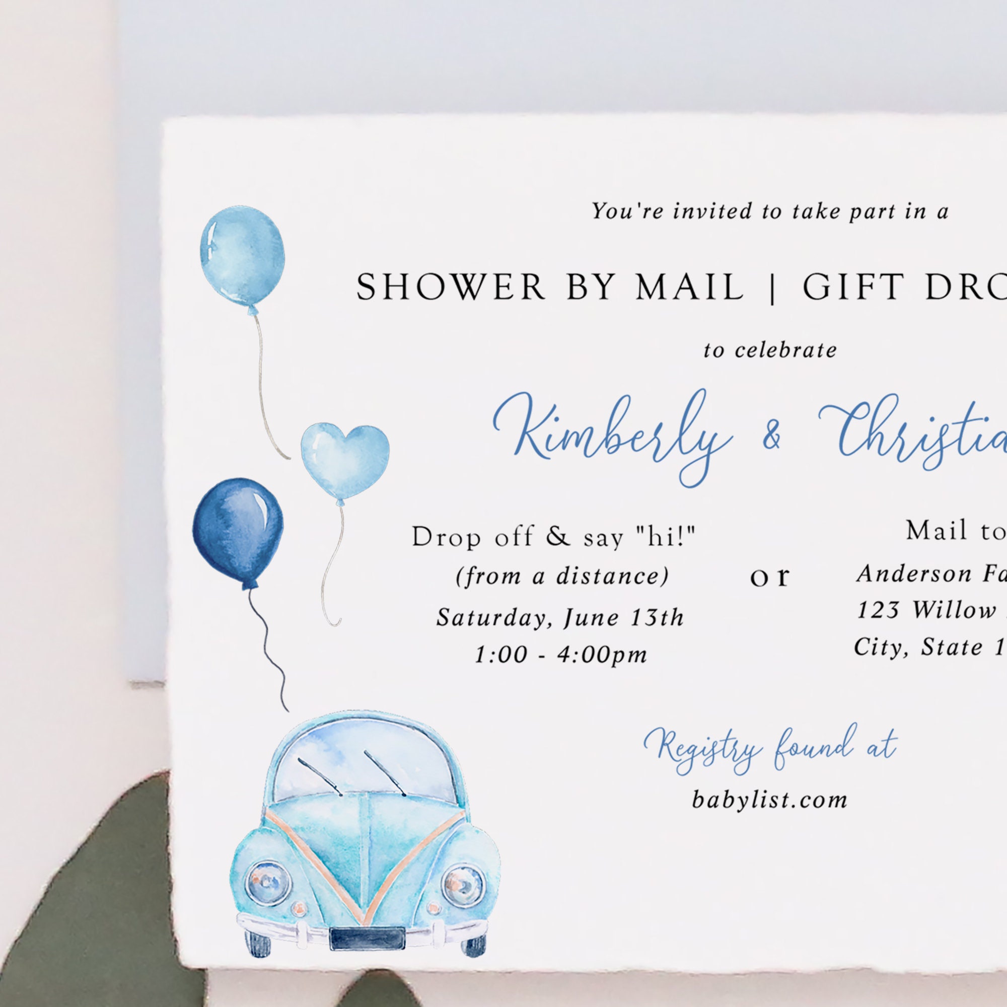 Boy Baby Shower by Mail Invitation Drive By Gift Drop Off Etsy