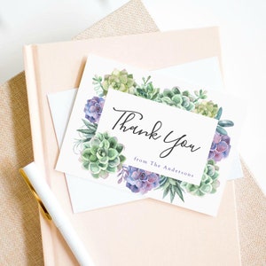 Soczyste podziękowania, składane lub płaskie, kwiaty pustyni, wieczór panieński, baby shower, ślub, szablon do wydruku, natychmiastowe pobieranie #AP1-TY