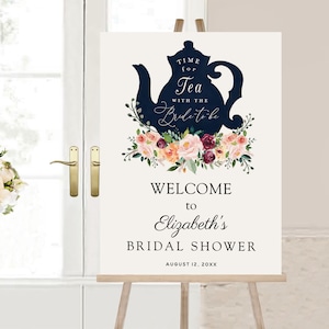 Tea Time Bridal Shower Welcome Sign, Tea Pot Bride-to-Be Poster, Printable Template, Instant Download, #AP12_WS