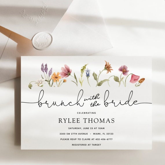 Wildflower Bridal Brunch Invitation: Floral Template (INSTANT DOWNLOAD)