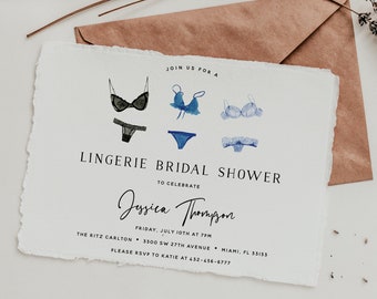 Lingerie Bridal Shower Invitation, Blue Lingerie Shower, Printable Template, INSTANT DOWNLOAD #AP21