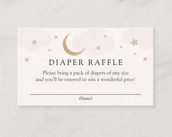 Pink Twinkle Little Star Diaper Raffle Insert card template, Over the Moon Baby Shower enclosure card, INSTANT DOWNLOAD #AP3p_EC