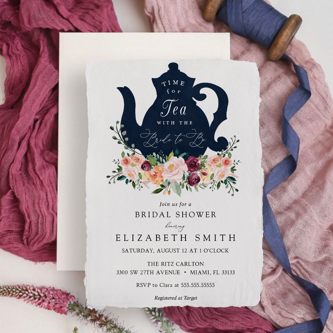 Tea Party Bridal Shower invitation Template Wedding INSTANT image 1