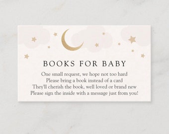 Pink Twinkle Little Star Books for Baby Insert card template, Over the Moon Baby Shower enclosure card, INSTANT DOWNLOAD #AP3p_EC