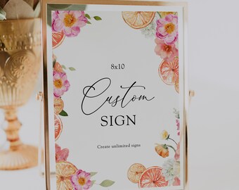 Citrus Floral Custom Sign Template: Baby Shower, Bridal Shower (Digital Download)