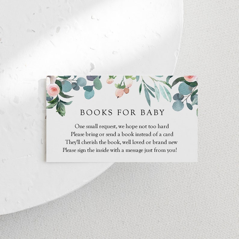 Books for Baby Insert Card Template Time for Tea Floral Baby Etsy