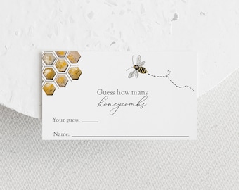 Golden Bee Baby Shower Game Card, Guess How Many Honeycombs, INSTANT DOWNLOAD #AP10_BBG