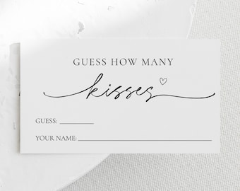 Guess How Many Kisses Game: Minimalist Bridal Shower (Editable Template)
