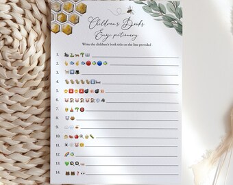 Golden Bee Baby Shower Game: Emoji Pictionary (Printable Instant Download)
