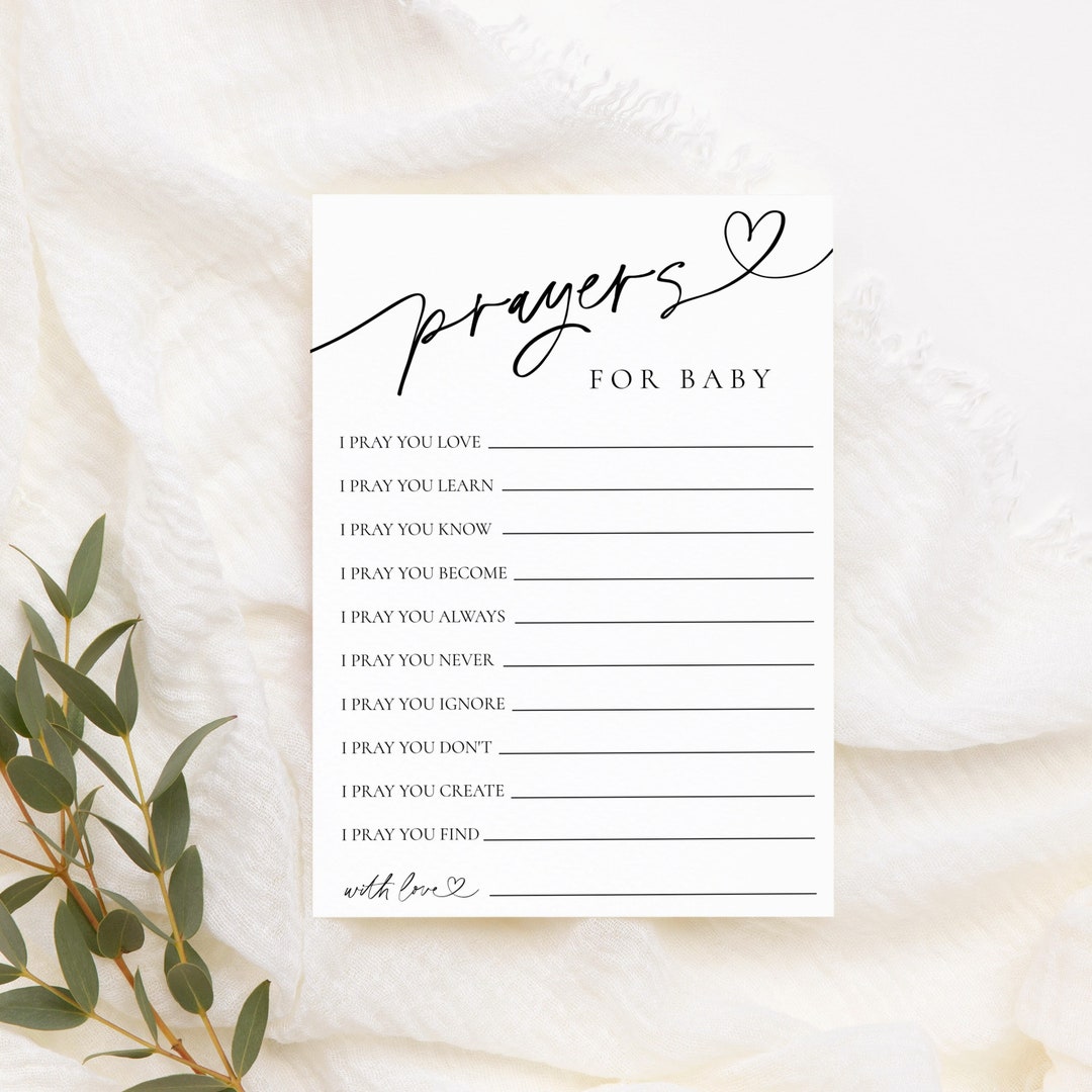 Prayers for Baby | Minimalist Baby Shower Games Printable | Prayers ...
