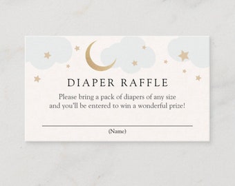 Blue Twinkle Little Star Diaper Raffle Insert card template, Over the Moon Baby Shower enclosure card, INSTANT DOWNLOAD #AP3b_EC