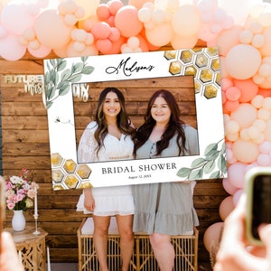 Bridal Shower Photo Prop Frame Printable Template, Bees and Eucalytpus, Instant Download #AP10