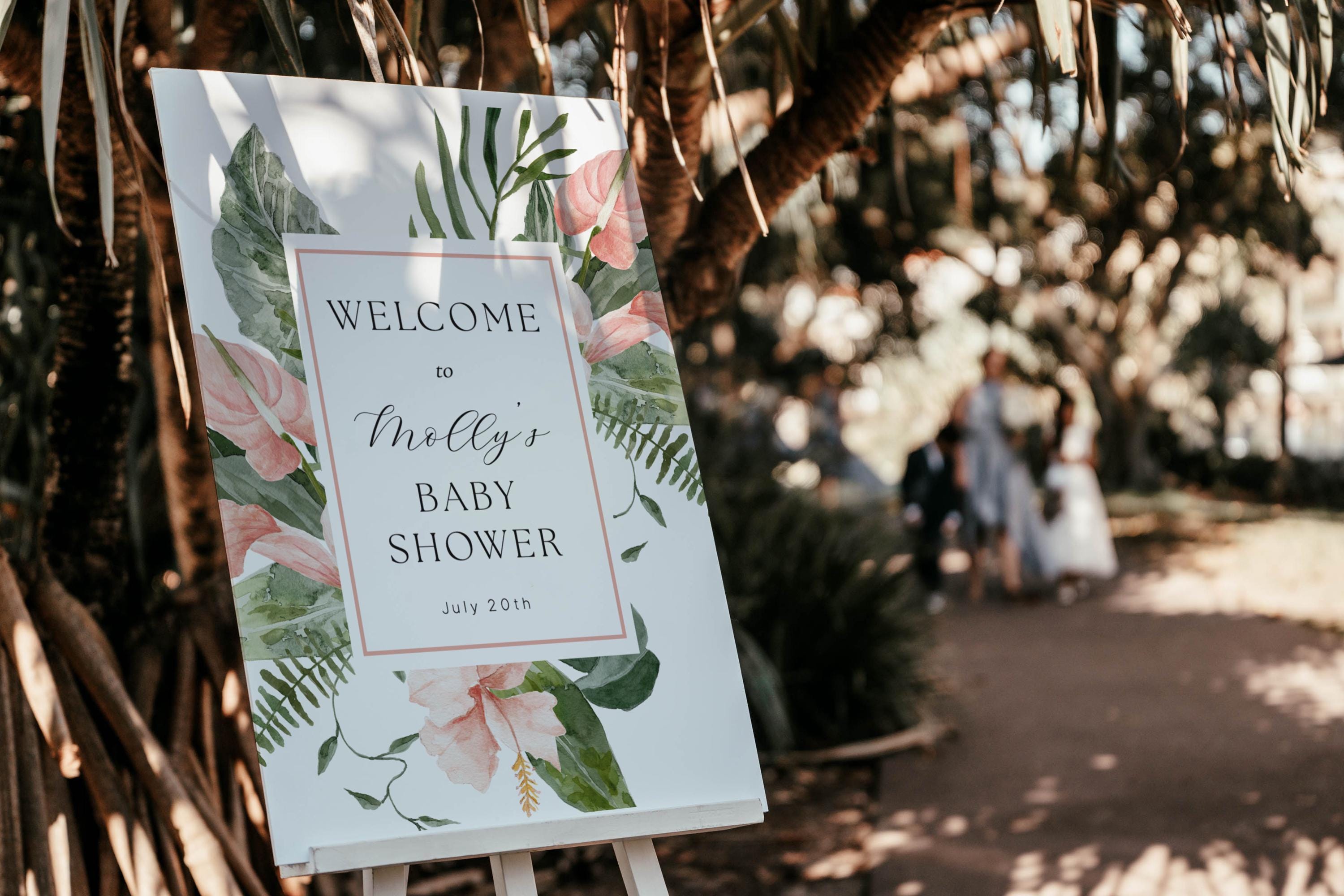 Tropical Floral Baby Shower Welcome Sign: Aloha Theme (Instant Download)