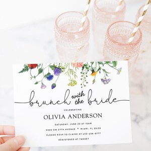 Wildflower Fields and Buzzing Bees Bridal Shower Brunch with the Bride Invitation, Printable Template, INSTANT DOWNLOAD image 2