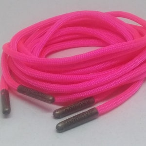 Neon Pink Boot Laces 550 Paracord *Guaranteed for Life* Steel Tip Shoelaces
