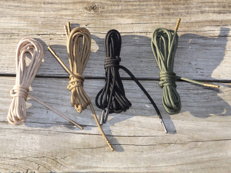 Coyote Brown Boot Laces 3mm Paracord guaranteed for Life Steel Tip