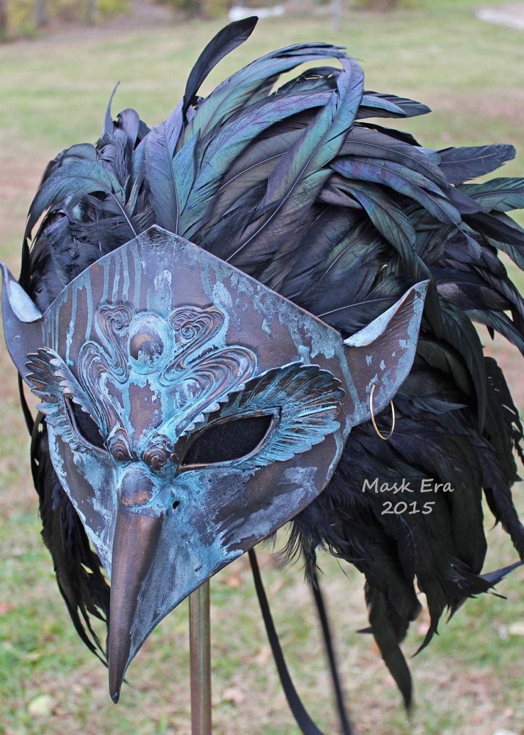 Tengu Handmade leather mask Masqurade Yokai Raven demon Etsy