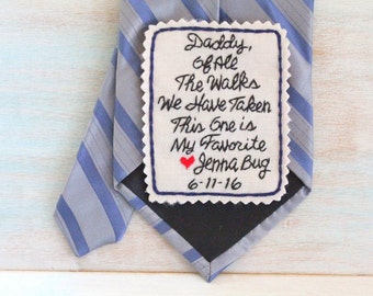 Father of the Bride. Hand Embroidered Tie Patch. Father of the Bride Gift. Tie Patch. Necktie. Wedding. Gift for Dad. Sew Happy Girls.