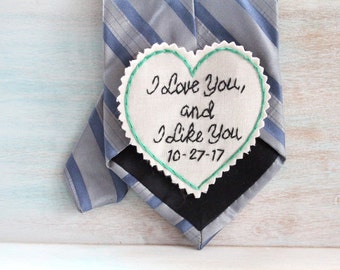 手刺繍のネクタイパッチ、新郎から新婦への贈り物、コットン記念日