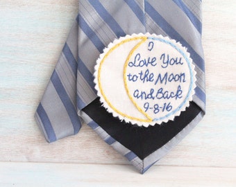 Father of the Bride. Father of the Bride gift. Gift for Dad. Tie Patch. Mens tie. Embroidery. Groom Gift. Hand Stitched Wedding Tie Patch.