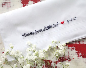 Father of the Bride Gift. Wedding Handkerchief for Father of the Bride. Handkerchief. Dad Hankie. Father of the Groom. Hand Stitched Hankie.