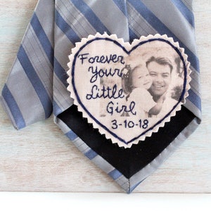 Custom Photo Tie Patch Label. Father of the Bride gift. Personalized Tie Patch. Picture Patch. Tie Patch. Wedding Tie Patch. Necktie. image 2