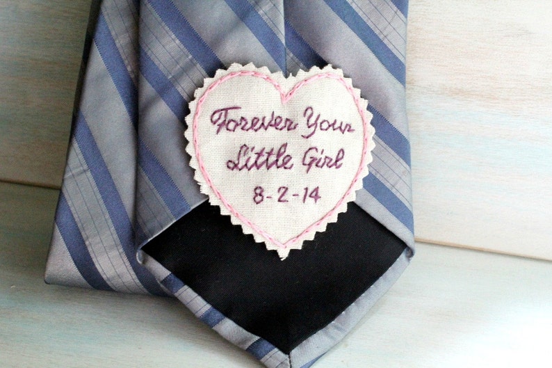 Father of the Bride. Father of the Bride gift. Gift for Dad. Tie Patch. Mens tie. Embroidery. Groom Gift. Hand Stitched Wedding Tie Patch. image 3