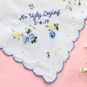 No Ugly Crying Handkerchief. No Ugly Crying. Handkerchief. Handkerchief Wedding. Handkerchief for Bride. Bridesmaid Gift. Wedding Favors. image 2