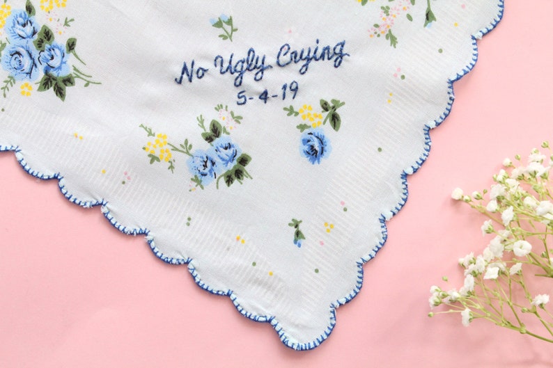 No Ugly Crying Handkerchief. No Ugly Crying. Handkerchief. Handkerchief Wedding. Handkerchief for Bride. Bridesmaid Gift. Wedding Favors. image 2