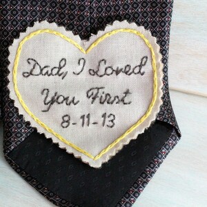 Father of the Bride. Father of the Bride gift. Gift for Dad. Tie Patch. Mens tie. Embroidery. Groom Gift. Hand Stitched Wedding Tie Patch. image 1