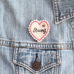 Hand Stitched Patch. Jacket Patch. Patch. Patches. Back Patch. Sew on Patch. Embroidered Patch. Strong. Be Strong. image 3