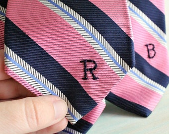 Hand Embroidered Initial for Your Groom and Groomsmen Tie. Groomsmen Gift. Neck Tie. Tie Accesory. Groom Gift. Father of the Bride Gift.