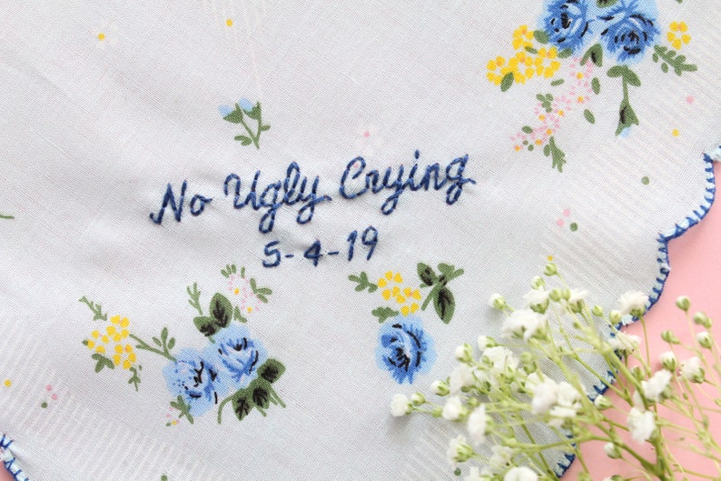 No Ugly Crying Handkerchief. No Ugly Crying. Handkerchief. Handkerchief Wedding. Handkerchief for Bride. Bridesmaid Gift. Wedding Favors. image 3