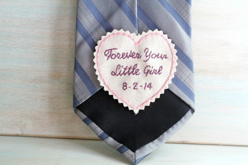Father of the Bride. Father of the Bride gift. Gift for Dad. Tie Patch. Mens tie. Embroidery. Groom Gift. Hand Stitched Wedding Tie Patch. image 2