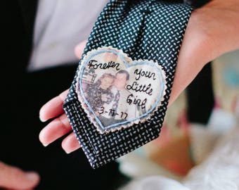 Personalized Photo Tie Patch - Embroidered Wedding Gift for Dad