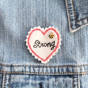 Hand Stitched Patch. Jacket Patch. Patch. Patches. Back Patch. Sew on Patch. Embroidered Patch. Strong. Be Strong. image 2