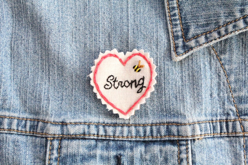 Hand Stitched Patch. Jacket Patch. Patch. Patches. Back Patch. Sew on Patch. Embroidered Patch. Strong. Be Strong. image 2