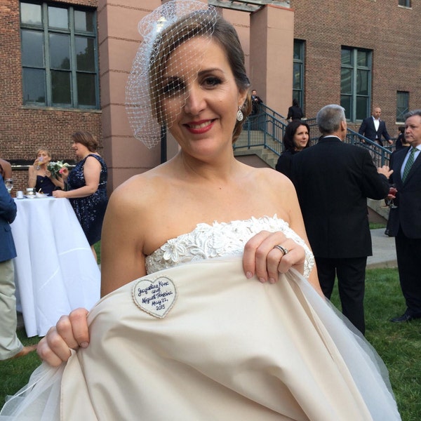 Something Blue. Wedding Dress Label. Bridal Shower Gift. Wedding Dress Patch. Gift for Bride. Bridal Shower. Wedding. Monogram Dress Label.