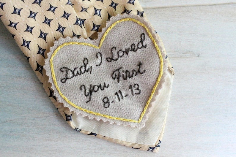 Father of the Bride. Father of the Bride gift. Gift for Dad. Tie Patch. Mens tie. Embroidery. Groom Gift. Hand Stitched Wedding Tie Patch. image 4