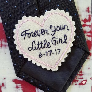 SKINNY Patch. Hand Embroidered Love Note Tie Patch. Father of the Bride. Father of the Bride Gift. Gift for Dad. Necktie. Personalize.