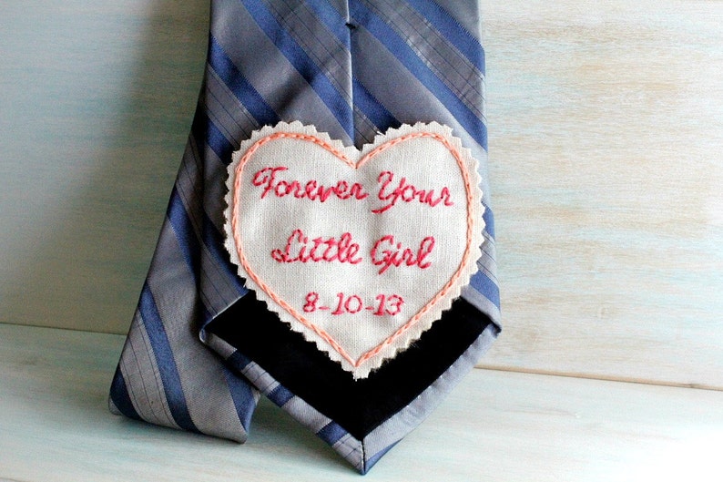 Father of the Bride. Father of the Bride gift. Gift for Dad. Tie Patch. Mens tie. Embroidery. Groom Gift. Hand Stitched Wedding Tie Patch. 