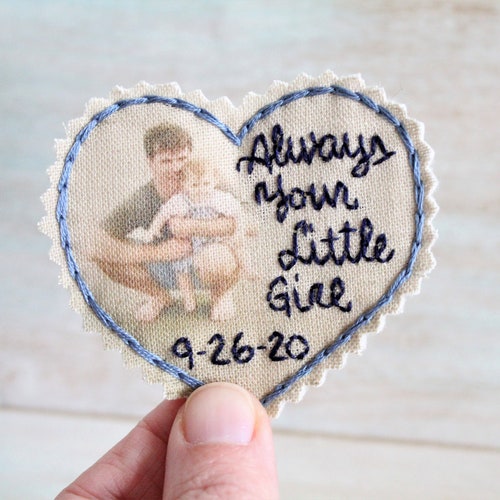 Custom Portrait. Father of the Bride. Father of the Bride gift. Gift for Dad. Tie Patch. Mens tie. Hand Stitched Wedding Tie Patch.